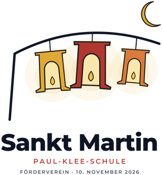 Sankt Martin an der Paul-Klee-Schule — drei Laternen in den Farben des Schullogos
